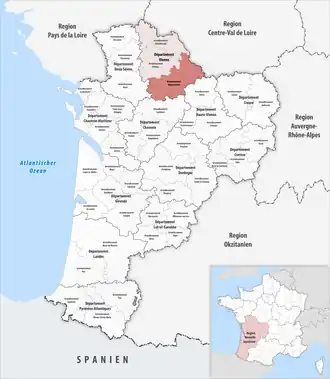Location within the region Nouvelle-Aquitaine