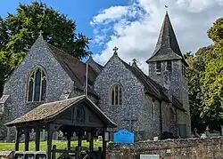The C19 rebuild of St. Mary's church at Longstock, Hampshire, England. September 2024.