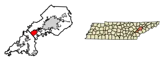 Location of Farragut in Knox County, Tennessee.