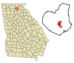 Location in Lumpkin County and the state of Georgia
