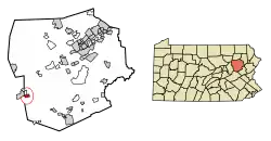 Location of Nescopeck in Luzerne County, Pennsylvania.