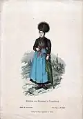 "Mädchen aus Montafon" (Maiden from Vorarlberg) in Vorarlberg, around 1880