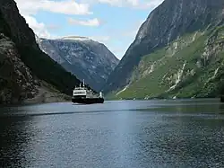 Ferry arriving at Gudvangen