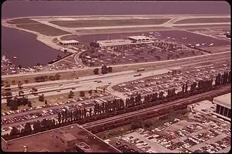 Cleveland Memorial Shoreway in 1973 (Former parking lot exit pictured)