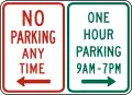 R7-200 No parking and one hour parking (times) (combined)