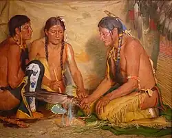 Joseph Henry Sharp, Making Sweet Grass Medicine, Blackfoot Ceremony, ca. 1920, Smithsonian American Art Museum