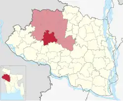 Location of Manda Upazila