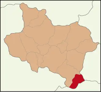 Map showing Sarıgöl District in Manisa Province