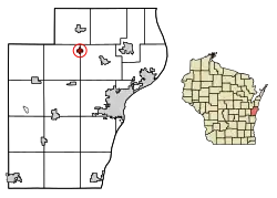 Location of Kellnersville in Manitowoc County, Wisconsin