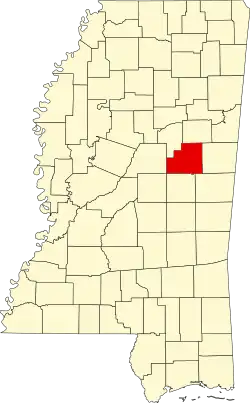 Map of Mississippi highlighting Winston County