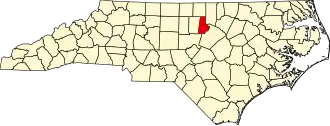 State map highlighting Durham County