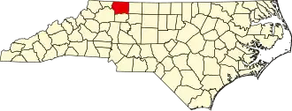 State map highlighting Surry County
