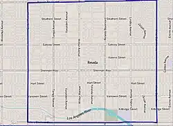 Boundaries of Reseda from an illustration by The Los Angeles Times