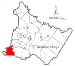Map of Westmoreland County, Pennsylvania Highlighting Rostraver Township