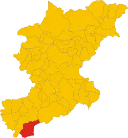 Location of Setteville (red) in the province of Belluno