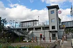 Light rail stop on an embankment