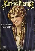 Mary Pickford illustrated on a magazine 1916 wearing blush