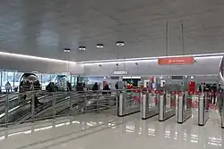 Lobby, fare gates, and escalators