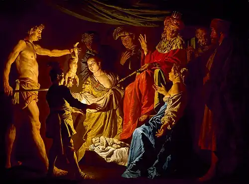 Matthias Stom, The Judgement of Solomon, (c. 1640), 152.5 × 204.9 cm