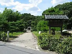 Path leading to a torii gate among trees.