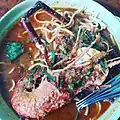 Mee Bandung with giant freshwater prawn.