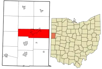 Location in Mercer County and the state of Ohio.