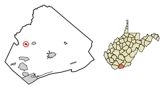 Location of Matoaka in Mercer County, West Virginia.