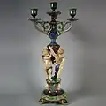 Minton Candelabra, 1860, coloured, mottled, and plain glazes, Revivalist style