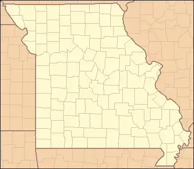 Map of Missouri divided into 115 county-sized regions each labeled with two letters. For example, the northwest region is labeled "AT".