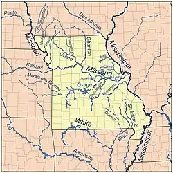 Map of Missouri rivers, including Cuivre River