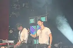 Mœnia performing, 2007. Alex Midi (centre left) and Alfonso Pichardo (centre right).