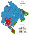 Linguistic structure of Montenegro by municipalities 2003