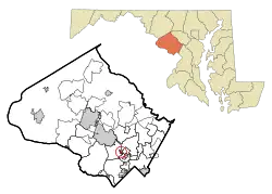 Location in Montgomery County and in Maryland