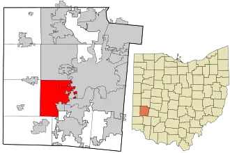 Location in Montgomery County and the state of Ohio.