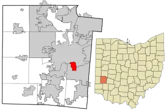 Location in Montgomery County and the state of Ohio.