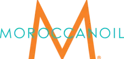 turquoise-colored "Moroccanoil" text in all caps, with a large orange-colored capital M in the background