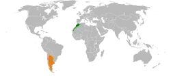 Map indicating locations of Morocco and Argentina