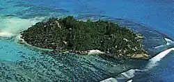 Aerial view of Moyenne Island, Seychelles 1970