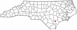 Location within the U.S. state of North Carolina