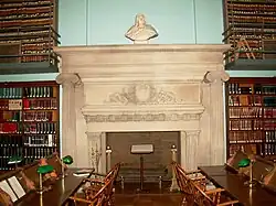 A bust of Lord Russell of Killowen, executed by Thomas Brock in 1901. The bust was given to the Association in 1903, and now sits above a granite fireplace in the Association's library.