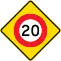 20 km/h speed limit ahead