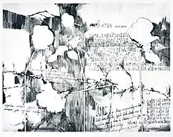 Shooting range (From the series Roses for Lidice), drypoint, 39×49,5 cm, 1975