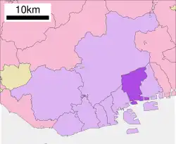 Location of Nada-ku within Kobe