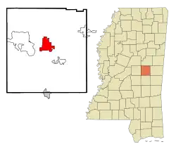 Location of Philadelphia, Mississippi