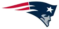 The Patriots' primary logo used since 1993, known as the "Flying Elvis". The only alteration since 1993 was the blue being darkened in 2000