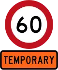 Temporary 60 km/h speed limit