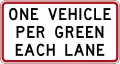 One Vehicle per Green each lane (used underneath ramp meters on motorway on-ramps)