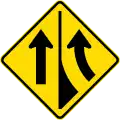 Lane gain on right
