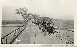 Nida bridge in Motkowice with horse-drawn, k.u.k, narrow gauge railway, 24 May 1915
