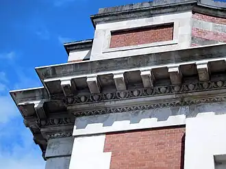 Northwest corner cornice detail